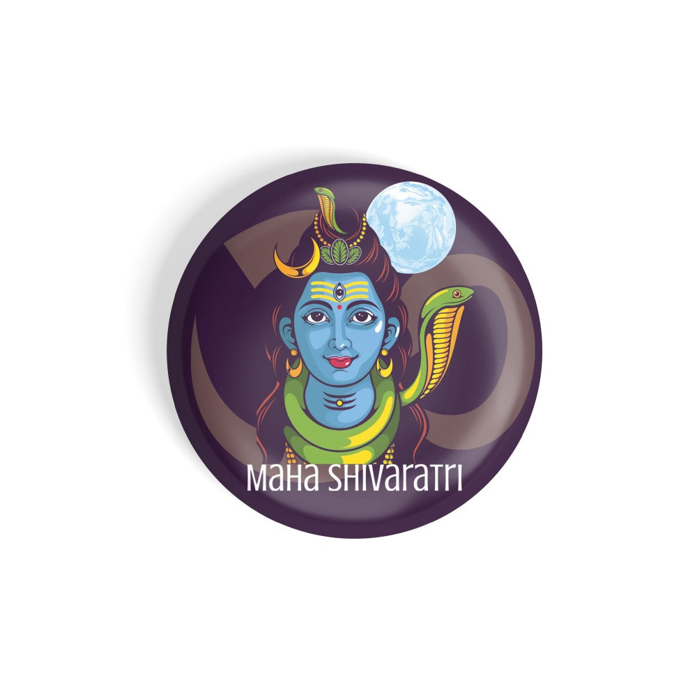 dhcrafts Round Fridge Magnet Black Maha Shivratri D2 Glossy Finish Design Pack of 1 (58 mm)